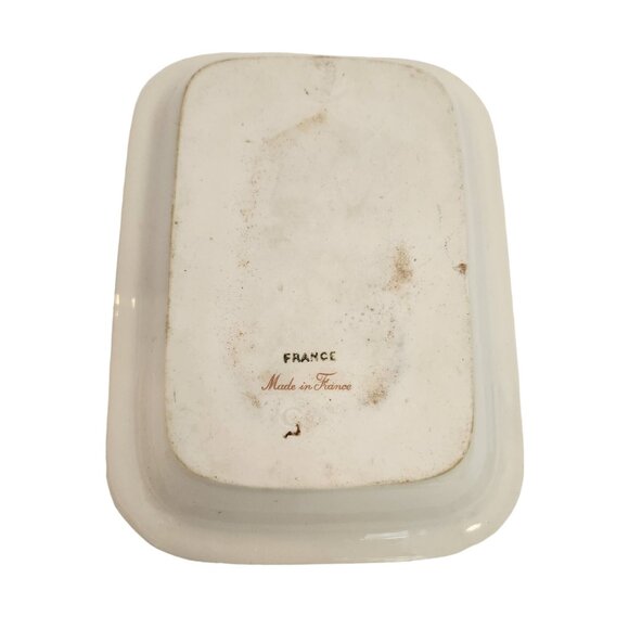 Vintage French Ceramic trinket Dish With Vegetable Design Gold Trim Made In Fran - Picture 4 of 4